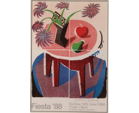 David Hockney OM, CH, RA (b.1937) ''Fiesta'' Signed, offset lithographic poster, 1988, 69.5cm by 50cm Artist's Resale Rights/