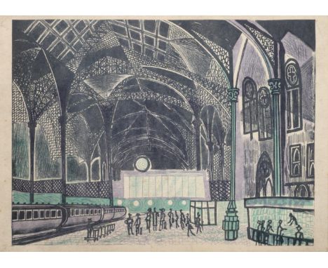 Edward Bawden CBE, RA (1903-1989) ''Liverpool Street Station'' Lithograph, 24cm by 33cm Artist's Resale Rights/Droit de Suite