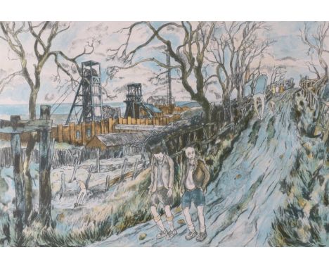 Tom McGuinness (1926-2006) ''The Allotments Easington'' Signed and dated (19)92, numbered 128/200, lithograph, 48cm by 66.5cm