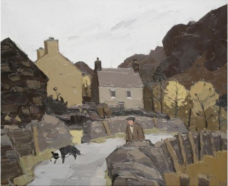 Sir Kyffin Williams KBE, OBE, RA (1918-2006) ''Gwastadnant'' Initialled, oil on canvas, 49cm by 59.5cm Exhibited: Royal Acade