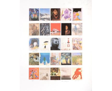 Various Artists ''Founders Print'' Lithograph comprising twenty-five postcard size images signed by the contributing artists,