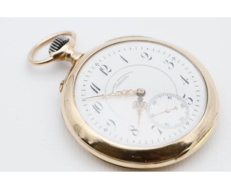 Herrentaschenuhr "A-Lange & Söhne, Glashütte I/S". Glattes zwei Deckel 585/000 GG-Gehäuse, brutto 72 g, rückseitig mit gravie