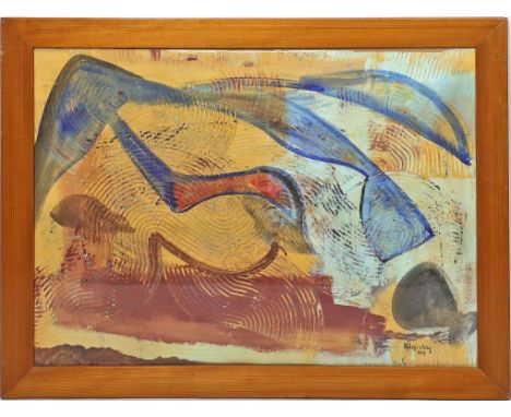 Kolosvary, Sigismund (1899-1983), wohl Komposition ohne Titel. Mischtechnik/Öl, re. u. sign. und dat. 1957. Ca. 58x 78 cm. R.