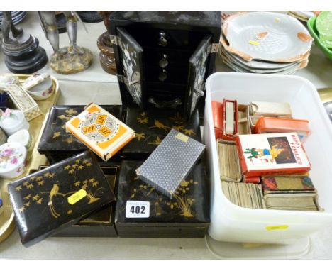 Quantity of lacquered boxes and playing cards