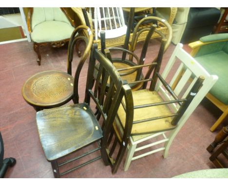 Three vintage bentwood side chairs and three other side chairs