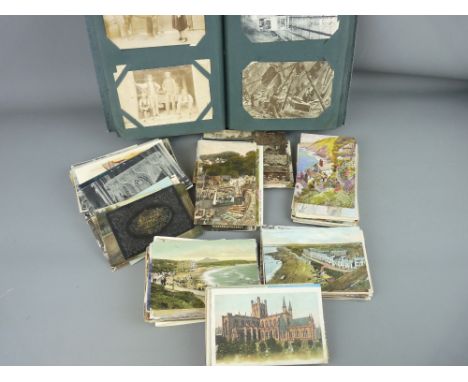 Album and an additional loose quantity of vintage postcards, various content including street scenes and harbour, Mabel Lucie