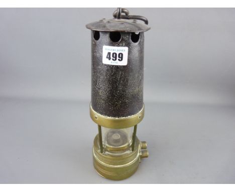 Vintage brass and metal miner's lamp