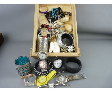 Mixed box of costume jewellery, vintage watches, Nokia mobile phone etc