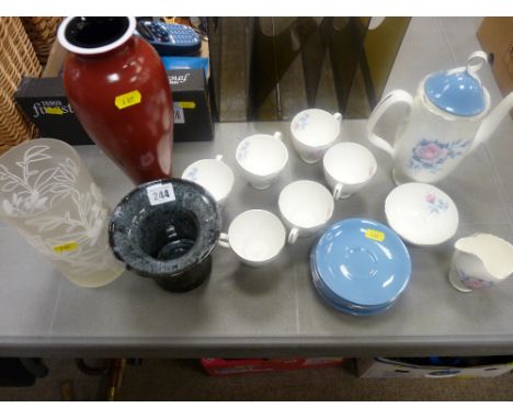 Pottery and glassware, Royal Albert 'Sorrento' teaware, Caithness vase etc