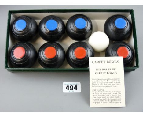 Boxed set of vintage carpet bowls