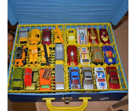 Matchbox Toys - a carry case containing forty eight assorted Matchbox and similar cars, vans and other vehicles inc Beach Hop