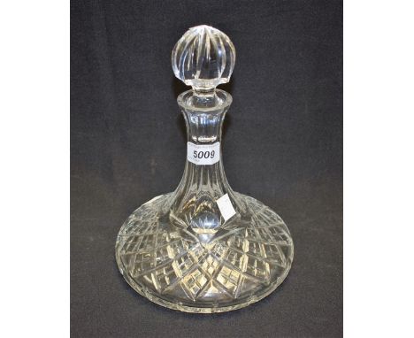 A Waterford ship's decanter, engraved mark to base; a pair of Waterford brandy glasses (3)