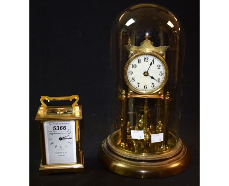 Clocks - a Garrards brass four glass carriage clock, white dial Roman numerals,  with key;  a 19th century Torsion mystery cl