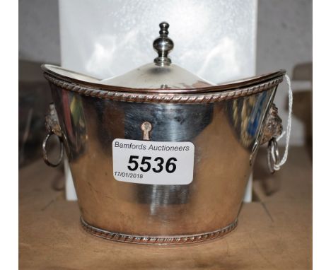 A George  III boat shaped Sheffield plate, locking tea caddy
