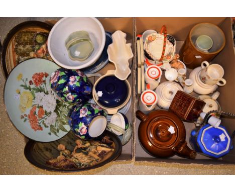 Ceramics - a pair of Staffordshire Royal Venton Ware ginger jars, c.1930; Denby shaped posy bowl and baskets; a 1960's Poole 