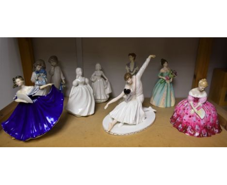 Ceramics - a Royal Doulton figure, Happy Birthday, HN3660; others, Elaine, HN2791; Victoria, HN247; other figures including C