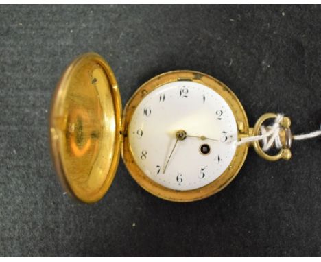 A George III gilt metal cased verge fusee pocket watch, Cowper, London, white enamel dial, Arabic numerals, minute track, key