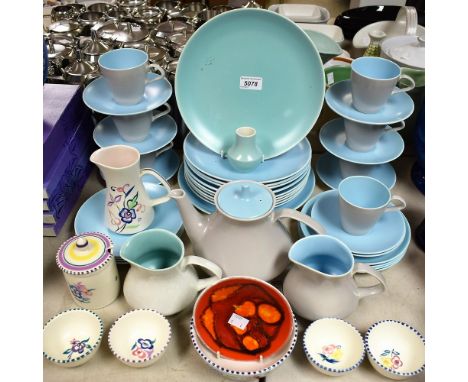 Ceramics - a Poole two tone dinner and tea set for six; a Poole Volcano pattern dish; others, traditional pattern 