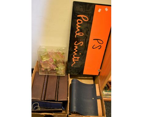 A quantity of Paul Smith Outfitters leather A4 ring binders; a Paul Smith Parfums advertising shop display model of cascading