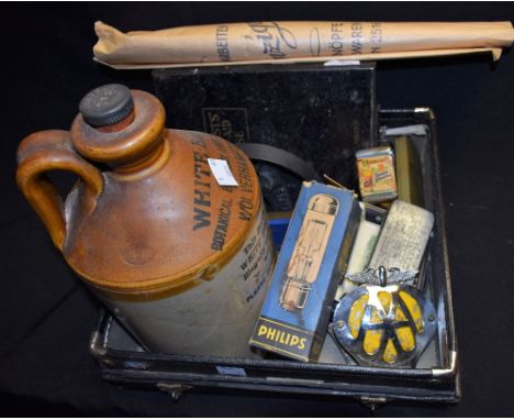 Advertising - a Boots motorists first aid case, with contents; a Hicklings Irish Whiskey, Nottingham vesta case; Stanton & St