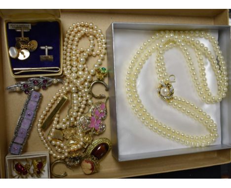 A Christian Dior necklace, costume jewellery, cufflinks, etc.