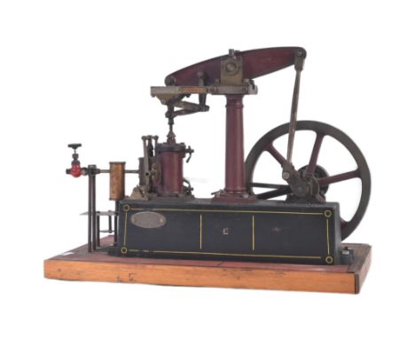 Live Steam - an original vintage Stuart Turner horizontal live steam engine with single cylinder mounted onto brass base. Fly