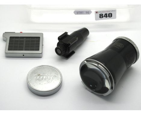 Leica Light Meter, Leica (Weitz Wetzle) 5 x Magnifier, Leica Lens Cap, Leitz Viewfinder. (4)