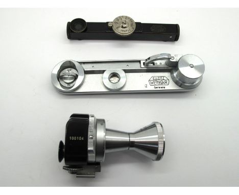 Leitz Vew Finder, with adaptor and a Leitz winder, also a Letitz range finder.
