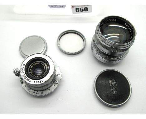 Carl Zeiss Jana No. 2077606, Leica Screw-Ernst, Leitz Filter and Cap, Nikkor 1.35 No. 426477 Lens.