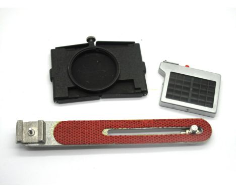 Leica Light Meter, Leitz Summitar Camera Folding Hood, camera bracket. (3)