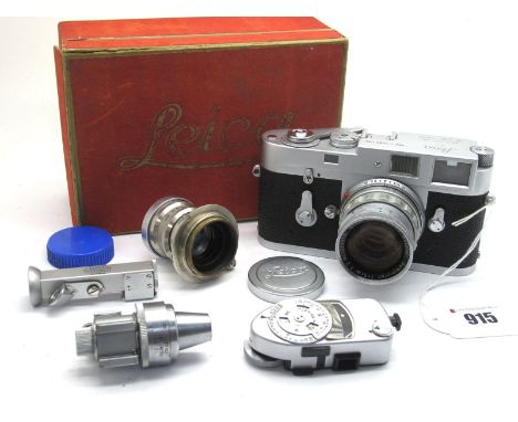 Leica M2 1085785 DBP Camera, with Leitz Gmbh Summicron f=5cm 1:2 No 1511613 lens, Leitz Summar f=5cm 1:2 No 167745 lenses - L