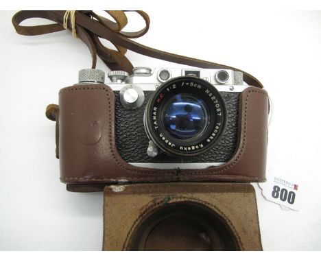 Leotax No.12407 Camera, with Tanar 1.2=5cm lens 27037, in leather case.