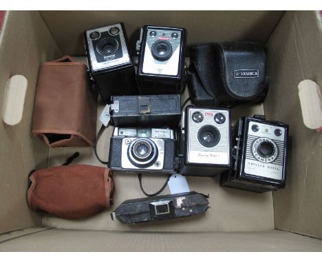 Yashica 35 Electro with f-4.5mm Lens - Cased, Brownie Model D box camera, Coronet consul, Kodak Brownie Model 1, Conway Popul