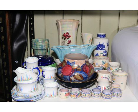 Collection of Poole Pottery, Crown Ducal Charlotte Rhead Vase, Carlton china, Maling, Beswick, etc.