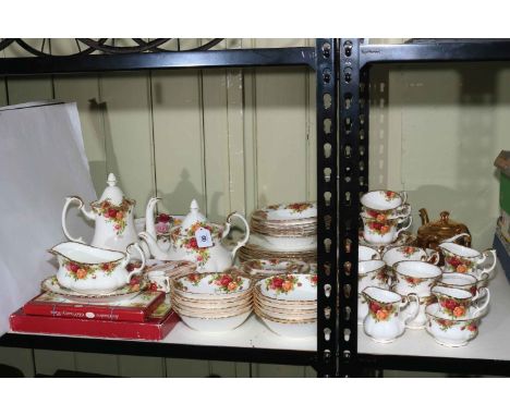 Collection of Royal Albert Old Country Roses including teapots, tureen, etc, approximately 80 pieces, together with gold gilt