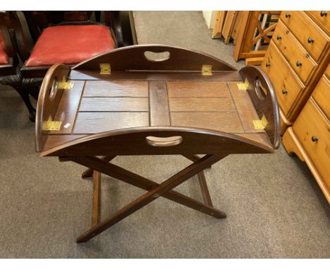 Campaign style butlers tray and stand.