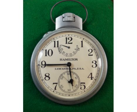 A Hamilton US Navy chronometer pocket watchWith Arabic numerals and subsidiary seconds hand, marked Bureau of Ships, U.S. Nav