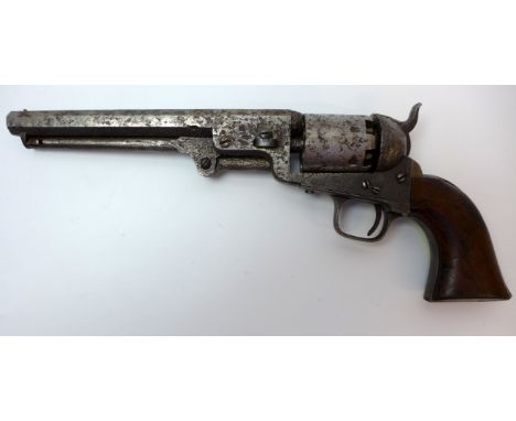 A colt army model six shot revolver mid 19th Century19cm octagonal barrel, frame stamped Colt Patent, with loading lever and 
