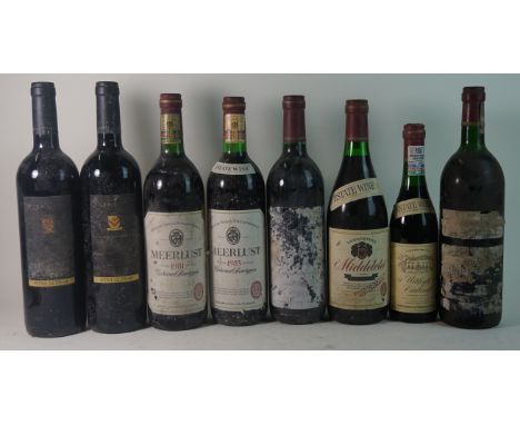 8  bottles (including 1 half bottle Fine and Rare South African Red wines Comprising 1 half bottle Uikyk Carlonet Cabernet Sa