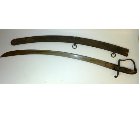 A 1796 pattern Cavalry Troopers sword84cm curved single edged blade, with steel guard, leather covered grip, complete with ma