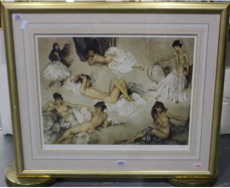 Sir William Russell Flint (1880-1969): large limited edition framed colour lithograph, Variations, 96 x 83 cm. Not available 