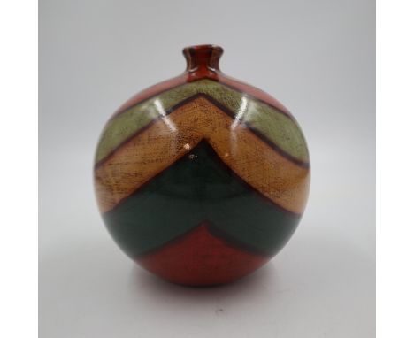 Studio pottery globular vase in the manner of Poole, H: 22 cm. UK P&amp;P Group 2 (£20+VAT for the first lot and £4+VAT for s