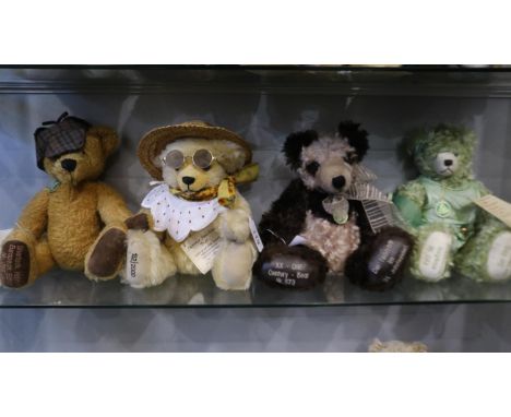 Four limited edition Mohair Hermann bears: Summer Sunshine, Sherlock Holmes, Daughter of The River Rhein Woglinde and XX-one 