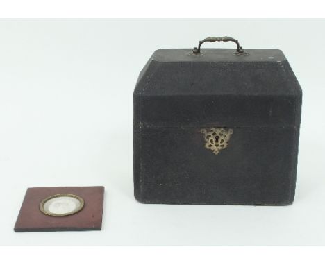 An 18th Century shagreen tea caddy box with carry handle and pierced escutcheon and a plaster portrait bust/Provenance: Plas 