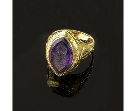 A fine amethyst and gold Bishop's ring, The Right Reverend The Lord Bishop of Kilmore DD, Rector of Christchurch, Leeson Park