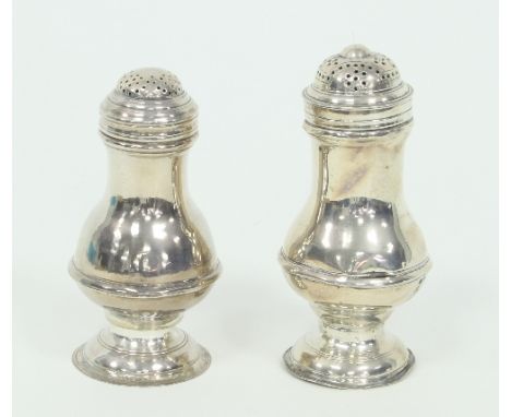 A George II silver pepper pot, London 1756, and a similar example, London 1754/Provenance: Plas Gwyn, Anglesey Condition Repo