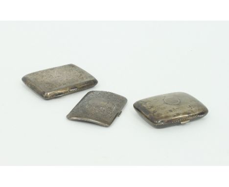 Three silver cigarette cases, various, approximately 190gm