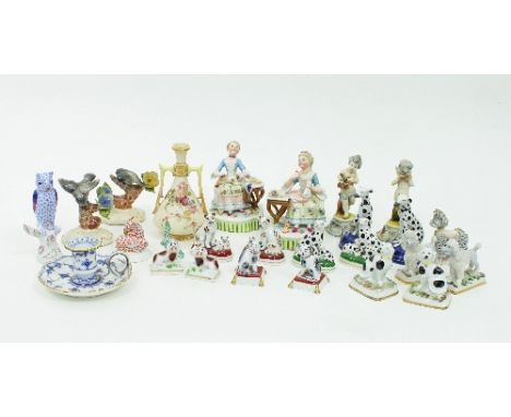 A Royal Worcester twin-handled vase, 15cm high, and sundry decorative ceramics including Herend ornaments etc.