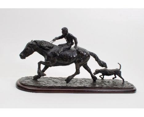 Philip Blacker (British, born 1949) [ARR], a bronze group of a boy with a working pony and dog, signed and dated P.B. '84, br