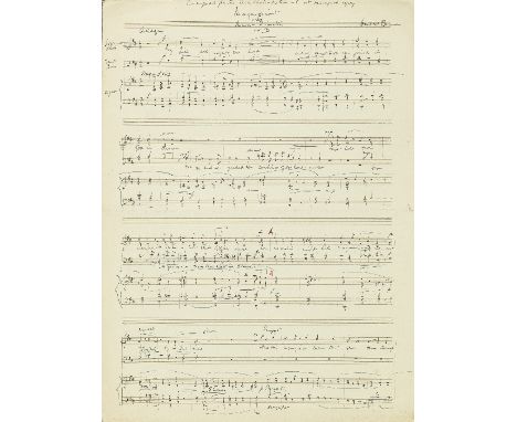 Sir Herbert Brewer (1865-1928)/ Magnificat/The autograph compositional manuscripts of Herbert Brewer's most famous works for 